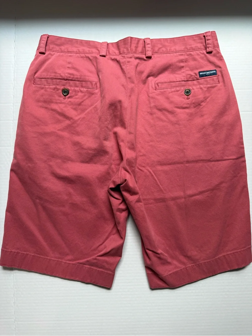 Brooks Brothers Coral Pink Flat-Front Cotton Shorts